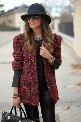 $74.04 • Buy Zara Fishnet Combined Leather Fantasy Blazer Coat Jacket Kayture Bloggers LARGE