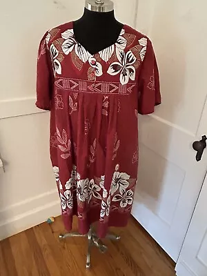Vtg Anthony Richards Cotton Purple Floral Hawaiian Pocket Kaftan Muumuu Dress 3X • $35.99