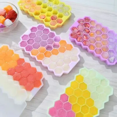 £3.39 • Buy Silicone Honeycomb Ice Cube Tray + Lid Jelly Mould Freezer Maker Chocolate Mold