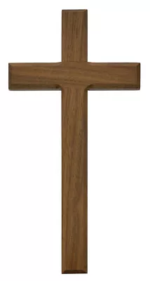 Walnut Stained Beveled Edge Plain Wood Hanging Wall Cross For Home Decor 24 In • $114.88