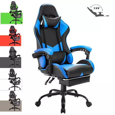 $169.90 • Buy Gaming Chair W/Footrest Executive Office Computer Racer Recliner Seat PU Leather