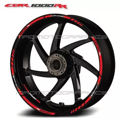 CBR1000RR Motorcycle Wheel Decals Rim Stickers Stripes For Honda Cbr 1000RR Red • £27.48