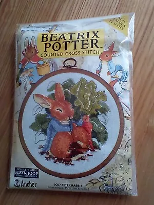 'PETER RABBIT' ~ Beatrix Potter Counted Cross Stitch Kit With Hoop By Anchor • £17.99