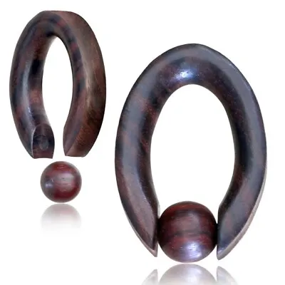 Pair 1/2” Inch Oval Sono Wood Cbr Ear Weights Tribal Spirals Gauges Hoops Plugs • $23.99