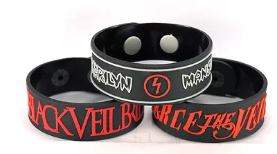 BLACK VEIL BRIDES PIERCE THE VEIL MARILYN MANSON 3pcs Bracelet Wristband 3BV47 • $15.88