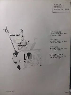 Hahn Eclipse Snow Giant Walk-Behind Snow Thrower Parts Manual CH-584-5 UH-586-8 • $34.99