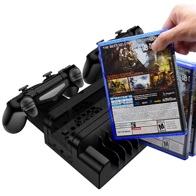 $43.99 • Buy For PS4/PS4Slim/PS4PRO Vertical Stand With Cooling Fan Cooler Controller Charger