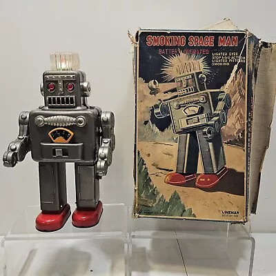 Original Linemar Yonezawa Smoking Space Man Robot With Box 1950s-1960s • $202.50