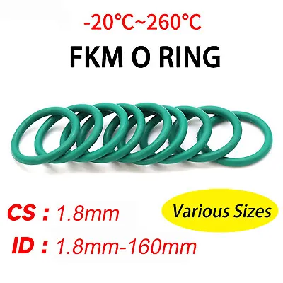 1.8mm Cross Section Metric (FKM) Rubber Seals O Rings 1.8mm-120mm ID Green • £60.18