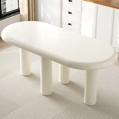 Ivory White Oval Shape Stable Dining Kitchen Table For 6 People Easy Cleaning • $420