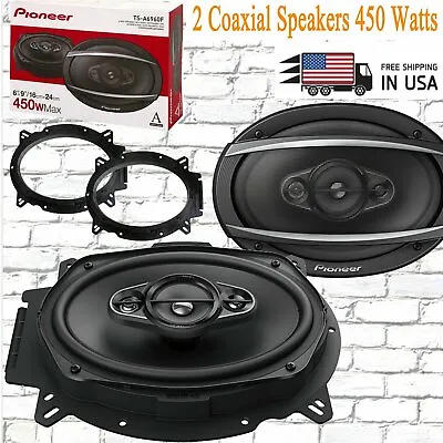 2x Pioneer TS-A6960F 450 Watts 6 X 9  4-Way Car Audio Coaxial Speakers +Spacers • $54.49