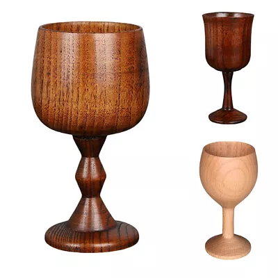 Wooden Goblet Red Wine Cup Primitive Handmade Coffee Cup Handcrafted 13cm NEW • $16.99