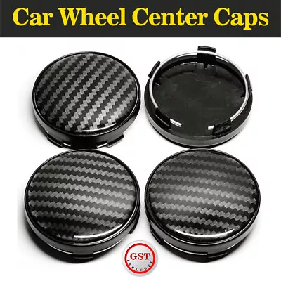 4X 60mm Car Wheel Center Caps Carbon Fiber Black Central Hub Centre Hubcaps AU • $13.14