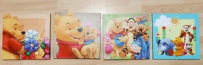 SALE Kids Baby Winnie The Pooh 4 Wall Art Plaques Canvas Pictures Wood • £7.50