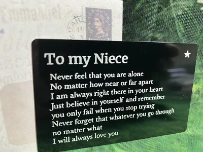 £2.99 • Buy ❤️New Black Metal Keepsake Wallet Card & Envelope To My Niece I Love You