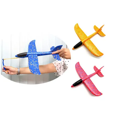 Foam Hand Throw Airplane Rubber Band Ejection Launch Glider Plane 35CM Toys:da • £3.89