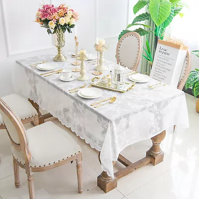 $11.19 • Buy White Vintage Embroidered Lace Tablecloth Dining Table Cloth Wedding Cover USA