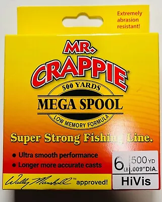 Mr Crappie 500 Yard Mega Spool 6 Lb Hi-Vis • $10.44