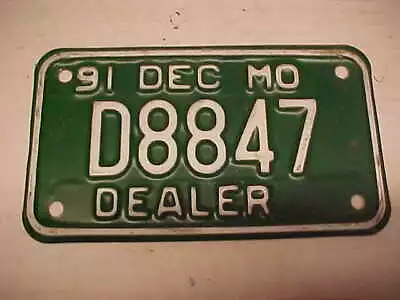 Original 1991 Missouri Motorcycle License Plate D8847 Vintage Harley Dealer MO • $79.99