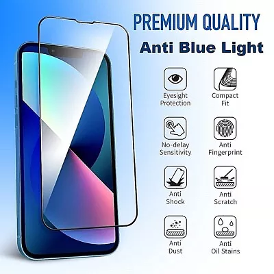 Fit IPhone 14 13 12 11 Pro Xr Xs Max 7 8 Plus Anti Blue Glass Screen Protector • $7.99