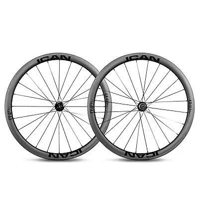 ICAN Alpha 40 Pro 1421g Carbon Road Bike Wheelset 700C Rim Brake 40mm Deep In AU • $835