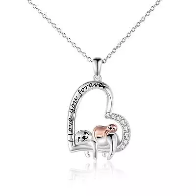 POPLYKE Mother's Day Gifts Heart Sloth Necklace For Mom Women Girl Sloth Jewelry • $42.93