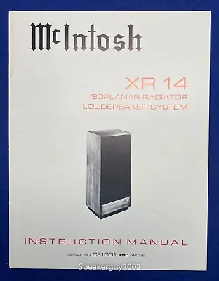 Original McIntosh XR14 Loudspeaker Owner's Manual • $14.95