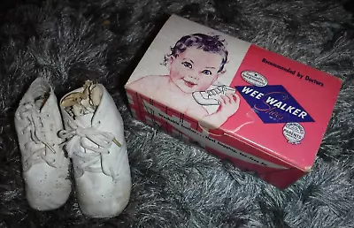 Wee Walker White Vintage Baby Shoes All Leather & Box • $12