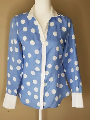 $19.98 • Buy Island Company Women's Top Vanderbilt Shirt Linen Blue/White Polka Dot Blouse XS