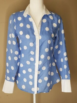 $19.98 • Buy Island Company Women's Top Vanderbilt Shirt Linen Blue/White Polka Dot Blouse XS