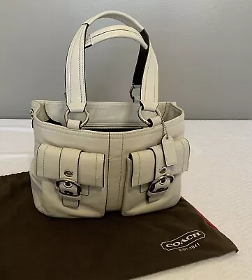 COACH SOHO Ivory Leather Tote Bag Shoulder Purse Handbag Satchel 8A09 • $52