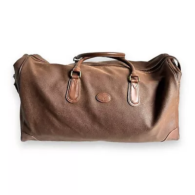 Vintage Marks & Spencer Large Brown Faux Leather Overnight Weekend Bag Holdall • £90