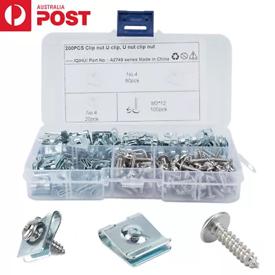 200 Pcs Fastener U Nuts Self-Tapping Screw U Clips Interior Moulding Trim Panel • $21.06