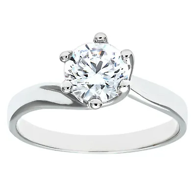 9ct White Gold Solitaire Engagement Ring 2.00ct Cz Stone By Citerna • £189.95