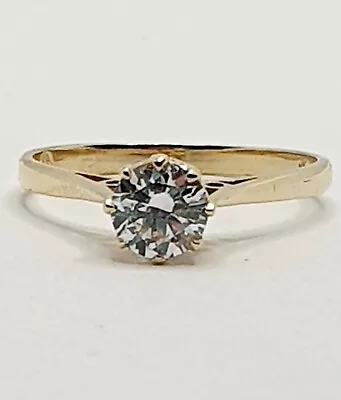 9ct Gold CZ Engagement Solitaire Yellow Gold Ring Size J  Hallmarked  • £85