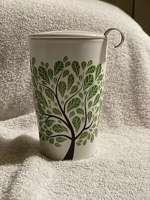 Tea Forte Travel Mug Infuser Steeping & Lid Green Tree Design • $12