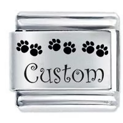 £5.86 • Buy Daisy Charm - Personalised PAW PRINTS Name Dog Cat Fits Italian Charm Bracelets