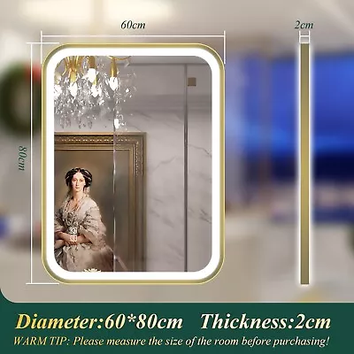 Luxury Gold-Illuminated Bathroom Mirror Dimmable Color-Tuning Anti-fog Tempered • $169.19