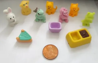 Kenner VINTAGE Pet Shop Polly Pocket Mini Animals+ Food Bowl Bunny Cats LOT • $11