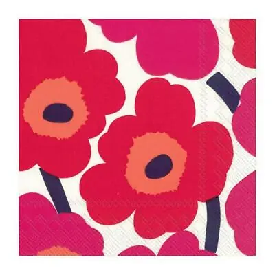 £6.45 • Buy Marimekko Unikko Red Poppy Paper Napkins Summer BBQ Party Disposable Serviettes
