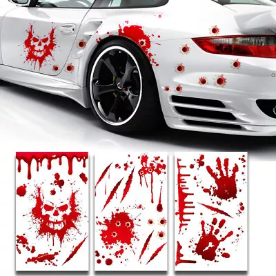 $8.29 • Buy Car Stickers Bullet Hole Skull Auto Motorcycle Funny Decals Body Hood Bumper Red