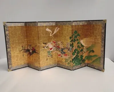 Japanese Folding Screen Byobu 6 Panel Genji Heishi Tabletop 23  X 9.5  • £16.07