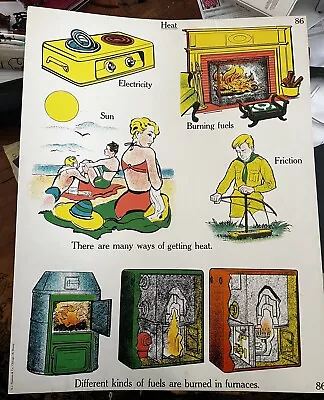 VINTAGE A.J. Nystrom Elementary Science Chart Heat Chart 24 X18.5 • $45