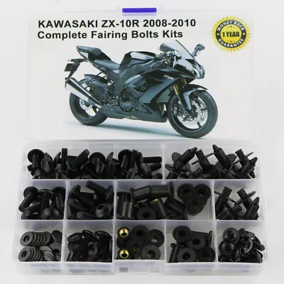 Fit For 2008-2010 Kawasaki ZX 10R Steel Fairing Screws Bolts Kit Fastener Black • £31.14