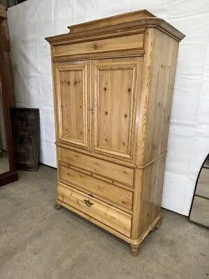 £950 • Buy Antique Continental Pine Armoire Linen Press Housekeeper's Faux Cupboard, C 1870