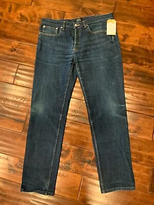 A.P.C. Petit Standard Blue Dark Wash Denim Slim Leg Jeans Size 33 • $87.75