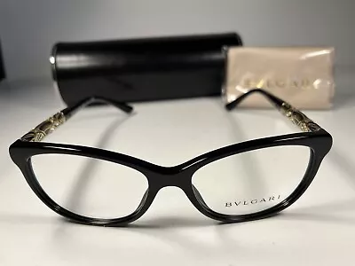 😎 New! Bvlgari 4126-B Eyeglasses 501 Gloss Black Cat Eye Frames 53/16/140 • $201.54