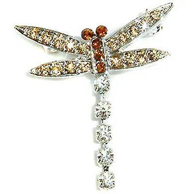 £40.48 • Buy Brown DRAGONFLY Made With Swarovski Crystal Bridal Party Pin Brooch Jewelry Xmas
