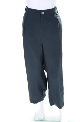 Vince Womens Silk Pleated Front High Rise Straight Leg Trousers Blue Size 16 • $41.49