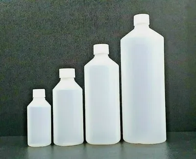 HDPE Plastic Bottles 50ml 100ml 250ml 500ml 1000ml 2000ml Natural Screw Cap • £7.29